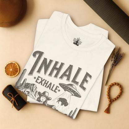 Cowgirl Inhale Exhale – Western UFO Mindfulness Tee