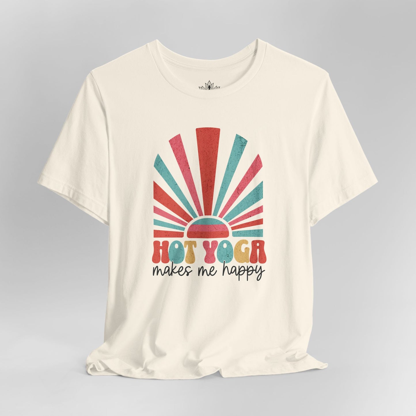 Hot Yoga Makes Me Happy – Retro Sunset Tee