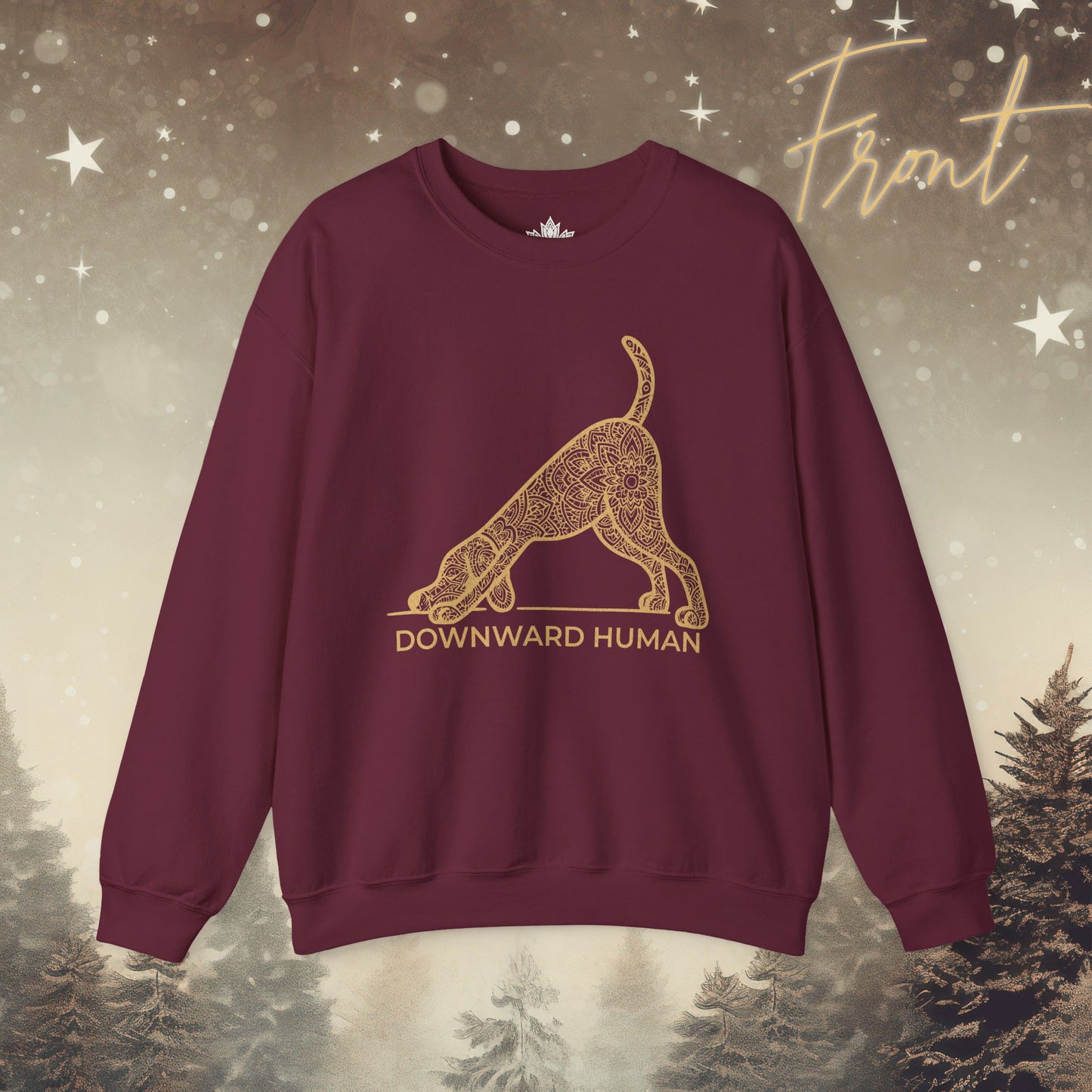 Downward Human Sweatshirt - Mandala Dog