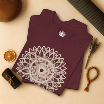 Sunflower Mandala – Geometric Mindful Tee