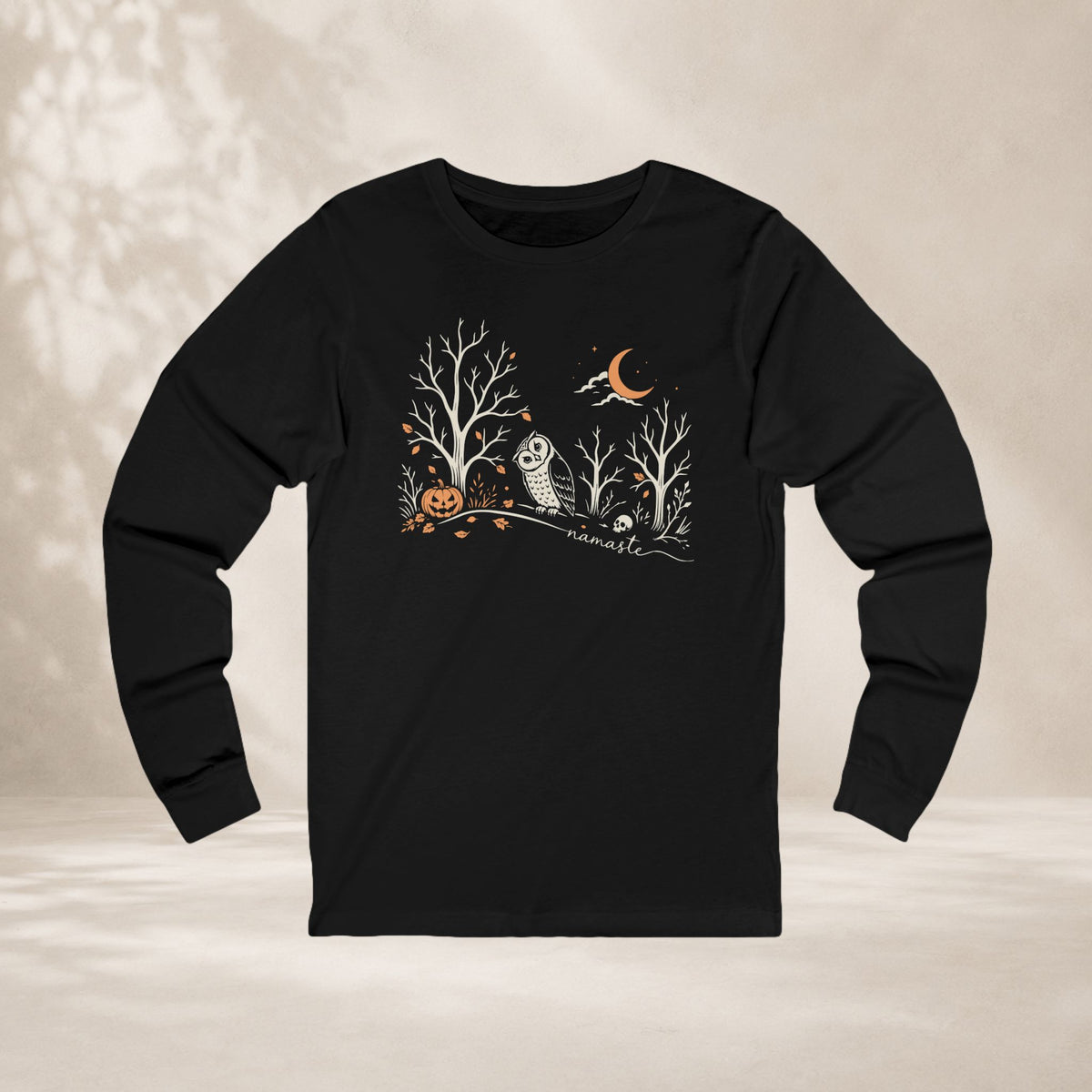Namaste Forest Owl Halloween Long Sleeve Tee