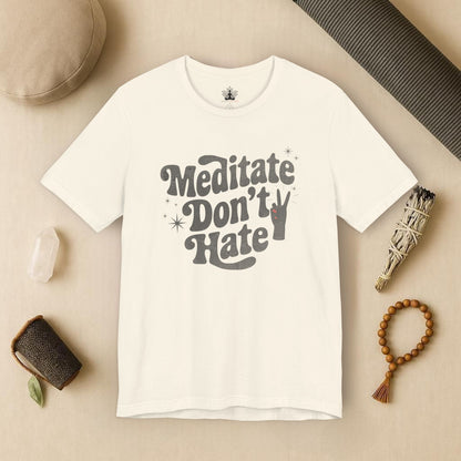 Meditate Don’t Hate – Retro Peace Yoga Tee