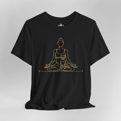 Yoga with My Dog – Minimalist Line Art Tee