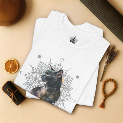 Mystic Black Cat – Mandala Moon Gaze Tee