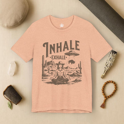 Cowgirl Inhale Exhale – Western UFO Mindfulness Tee
