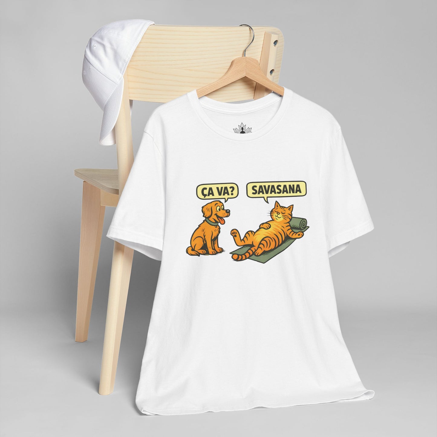 Ça Va French Savasana – Funny Pets Yoga Men Tee