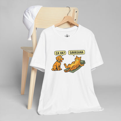 Ça Va French Savasana – Funny Pets Yoga Men Tee