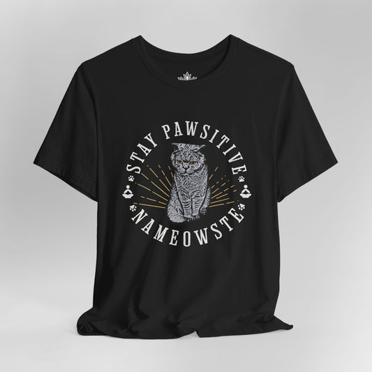 Stay Pawsitive Nameowste – Funny Cat Yoga Men Tee