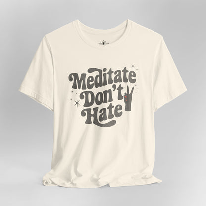 Meditate Don’t Hate – Retro Peace Yoga Tee