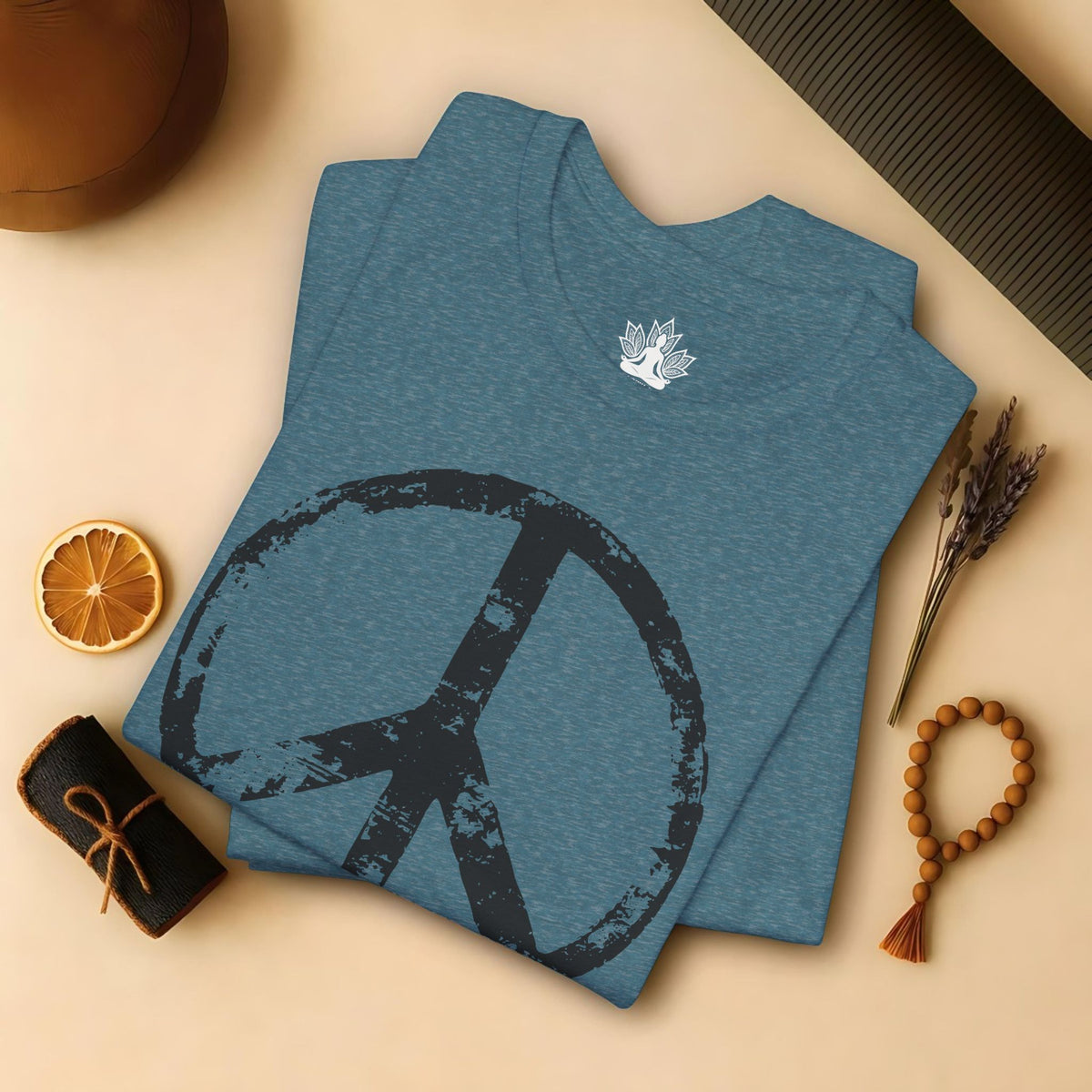 Vintage Peace Symbol Black Print Tee