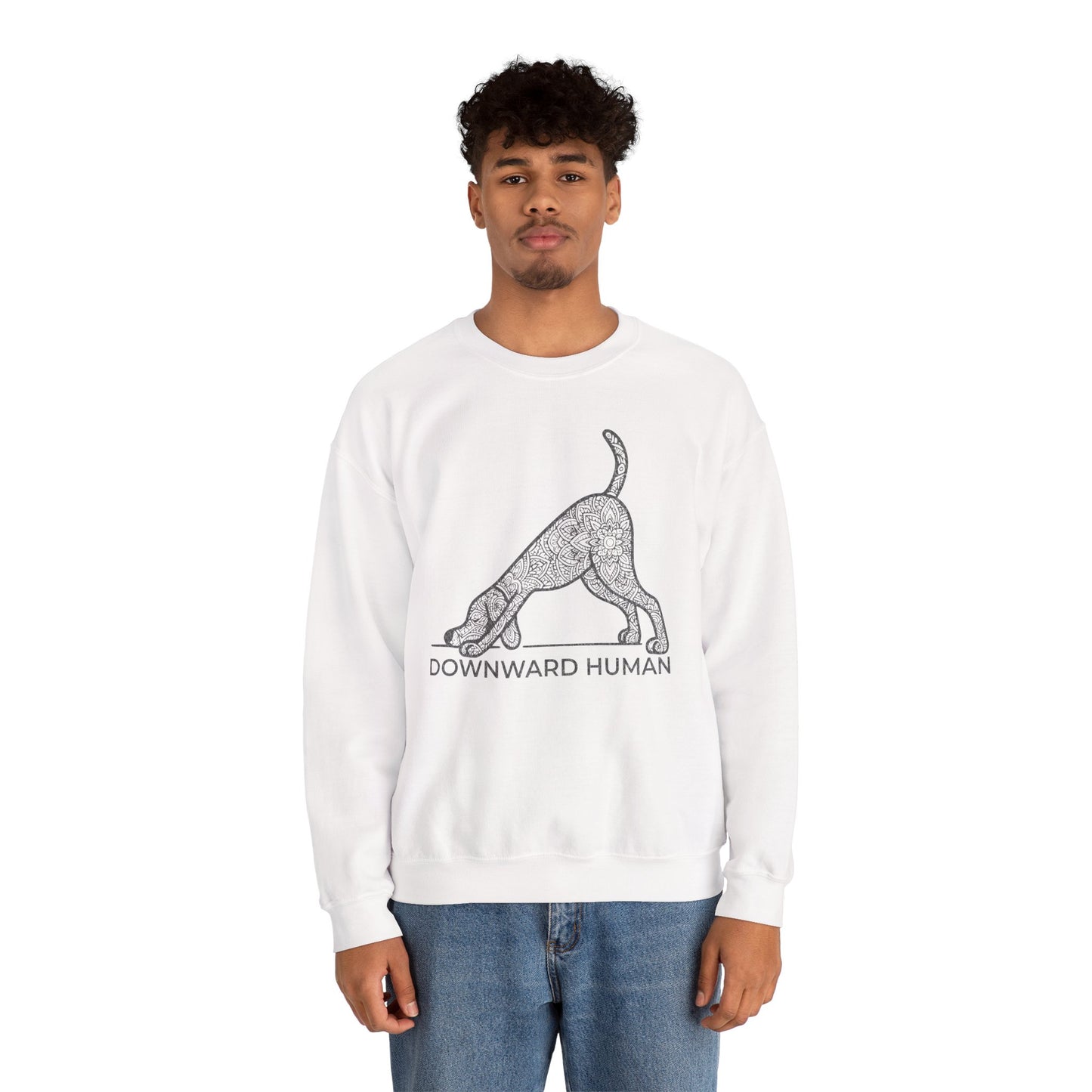 Downward Human Sweatshirt - Mandala Dog