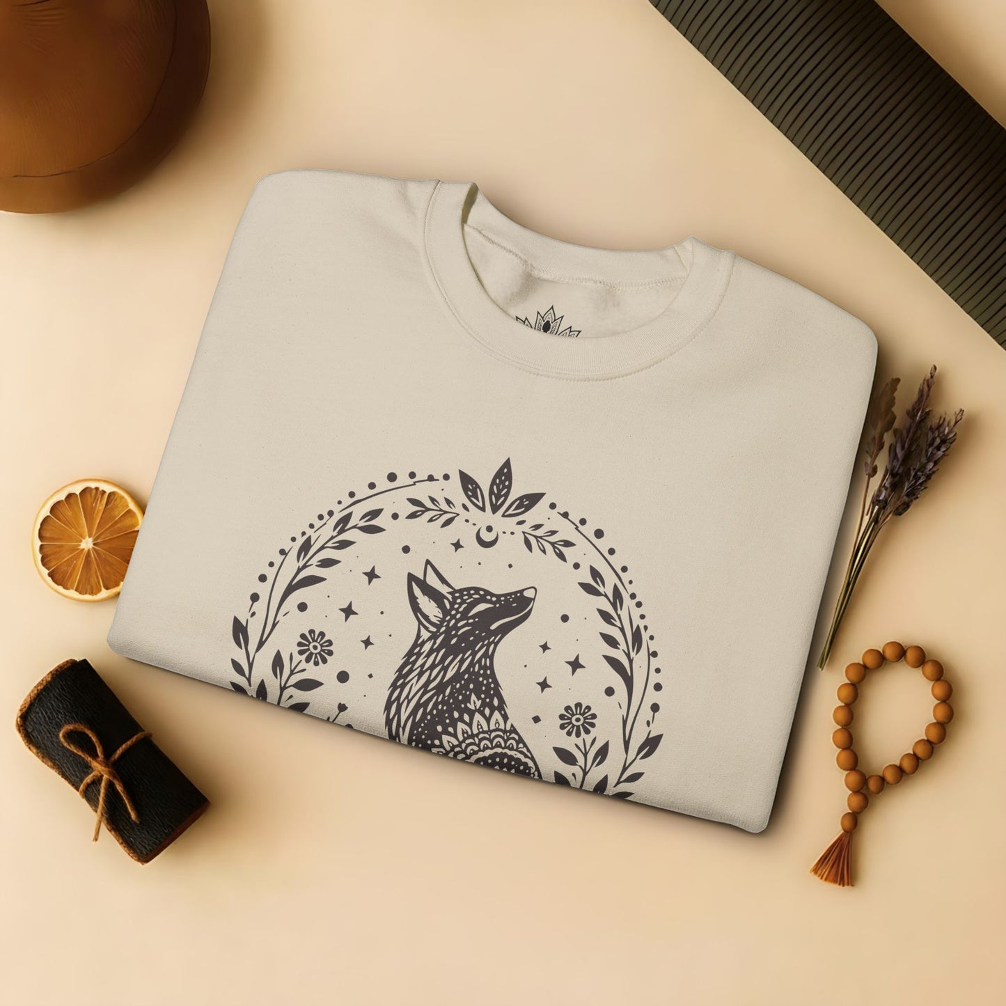Boho Mandala Fox Linocut Sweatshirt