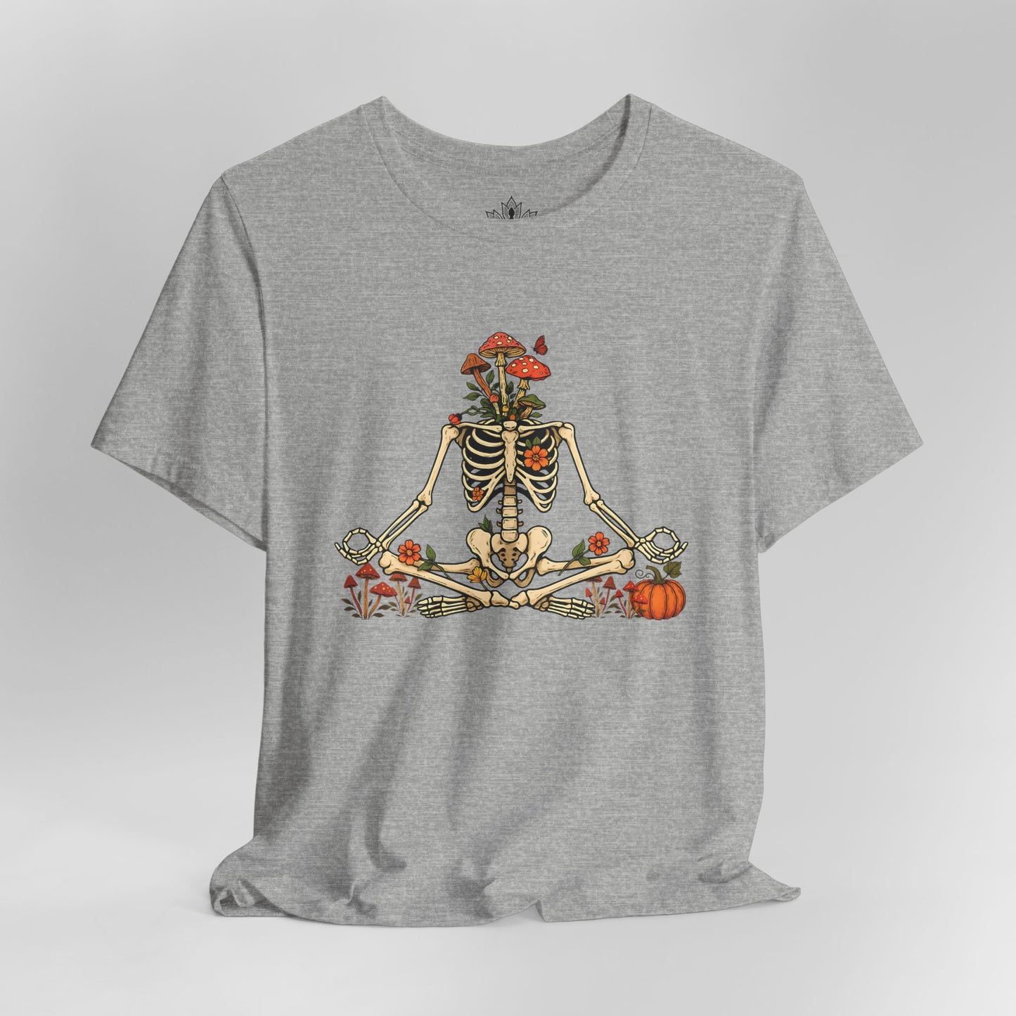 Skeleton Meditation – Halloween Mushroom Men Tee