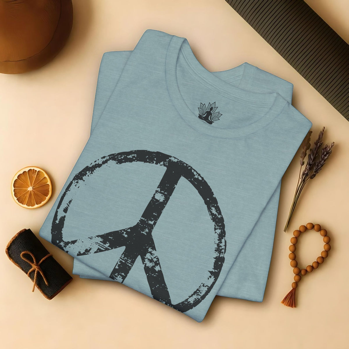 Vintage Peace Symbol Black Print Tee