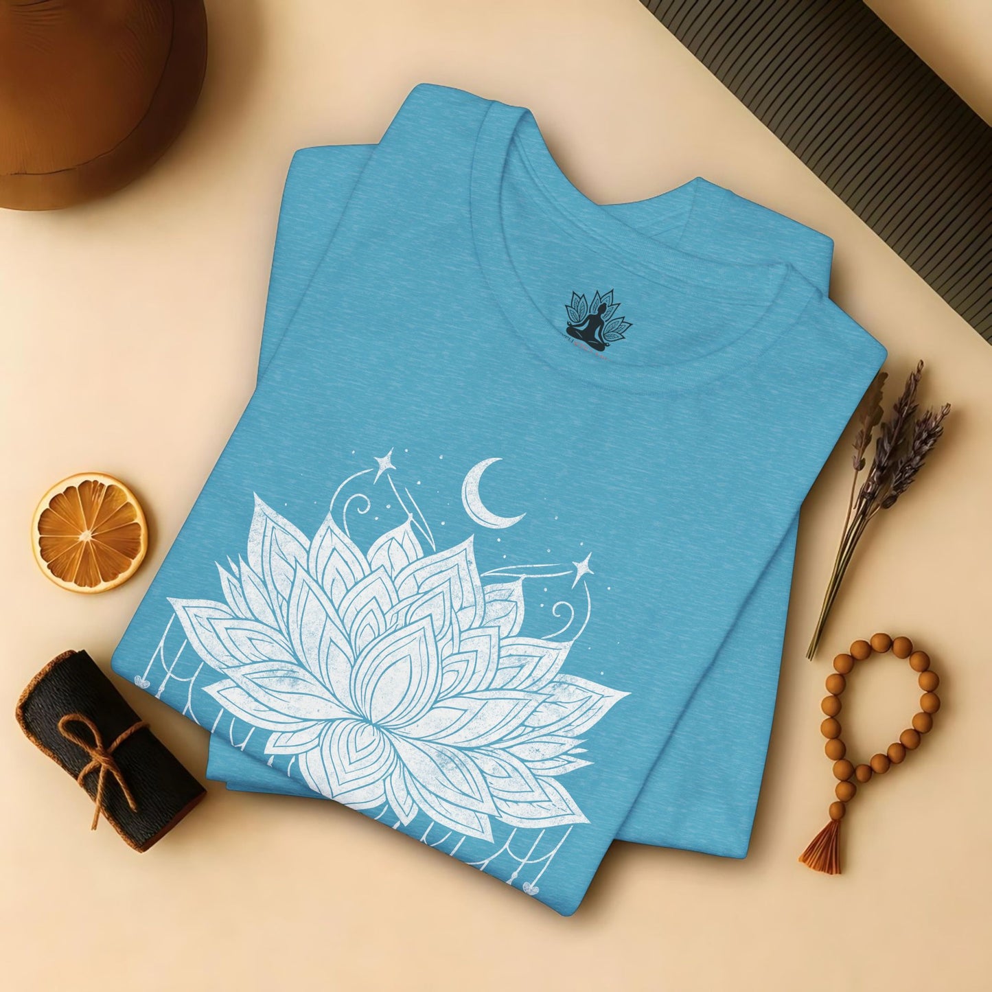 Vintage Moon Lotus Heart - Mandala Yoga Tee