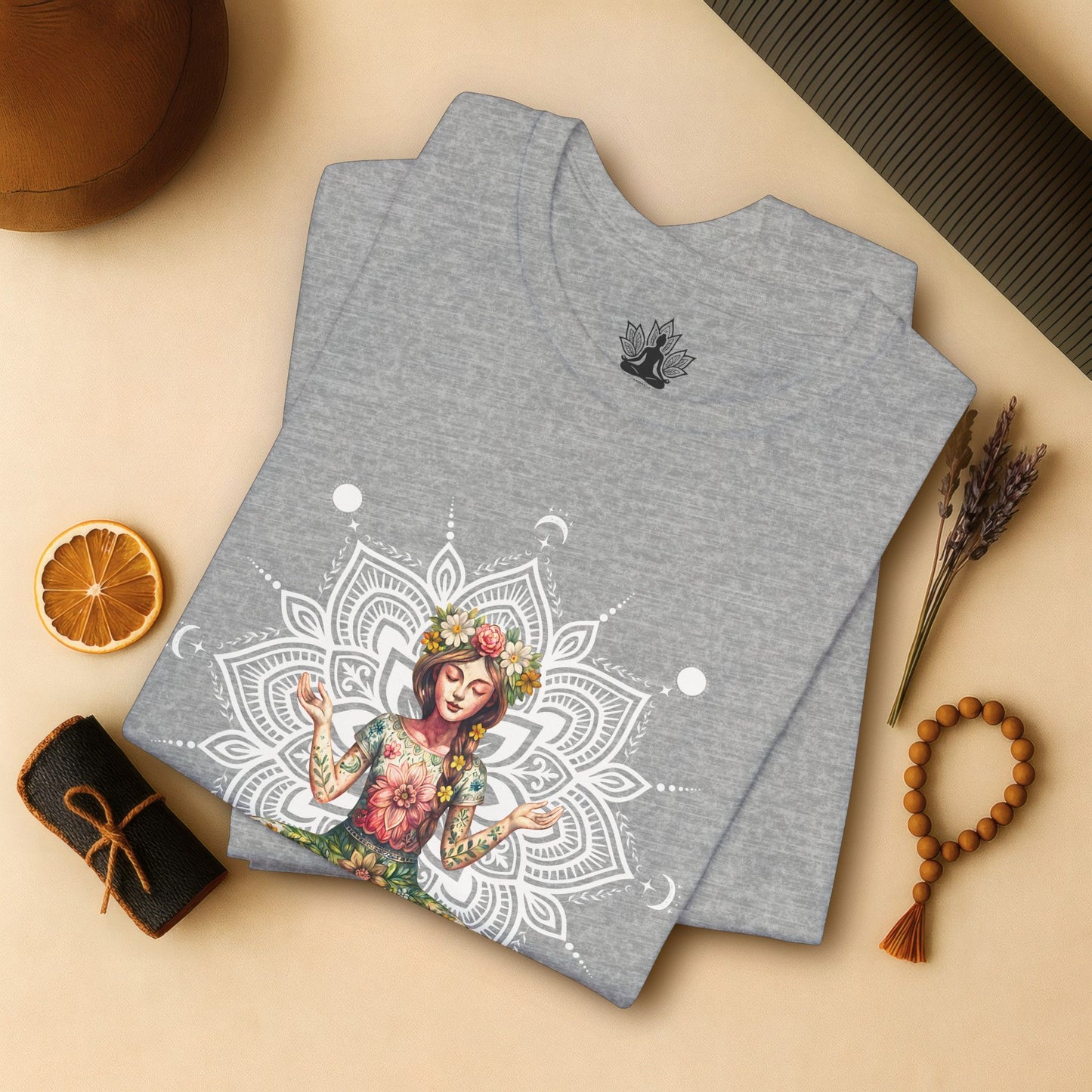 Boho Méditation Fleurie – Posture du Lotus Botanique