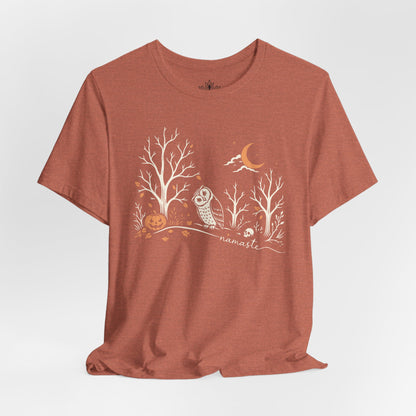 Namaste Forest Owl Halloween Edition Tee