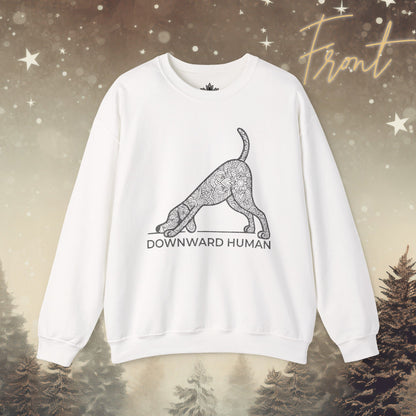 Downward Human Sweatshirt - Mandala Dog