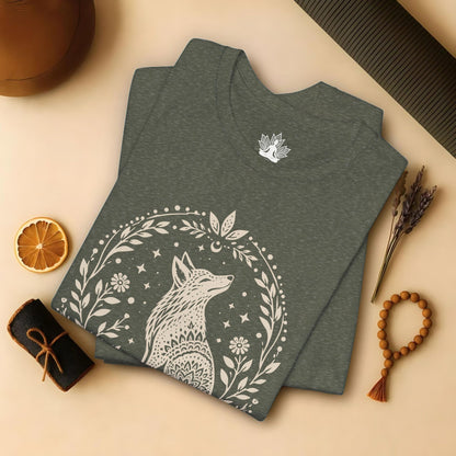 Boho Mandala Fox Linocut Tee
