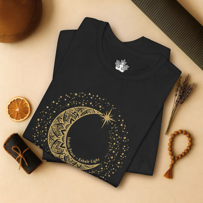 Inhale Peace Exhale Light - Mandala Moon Tee