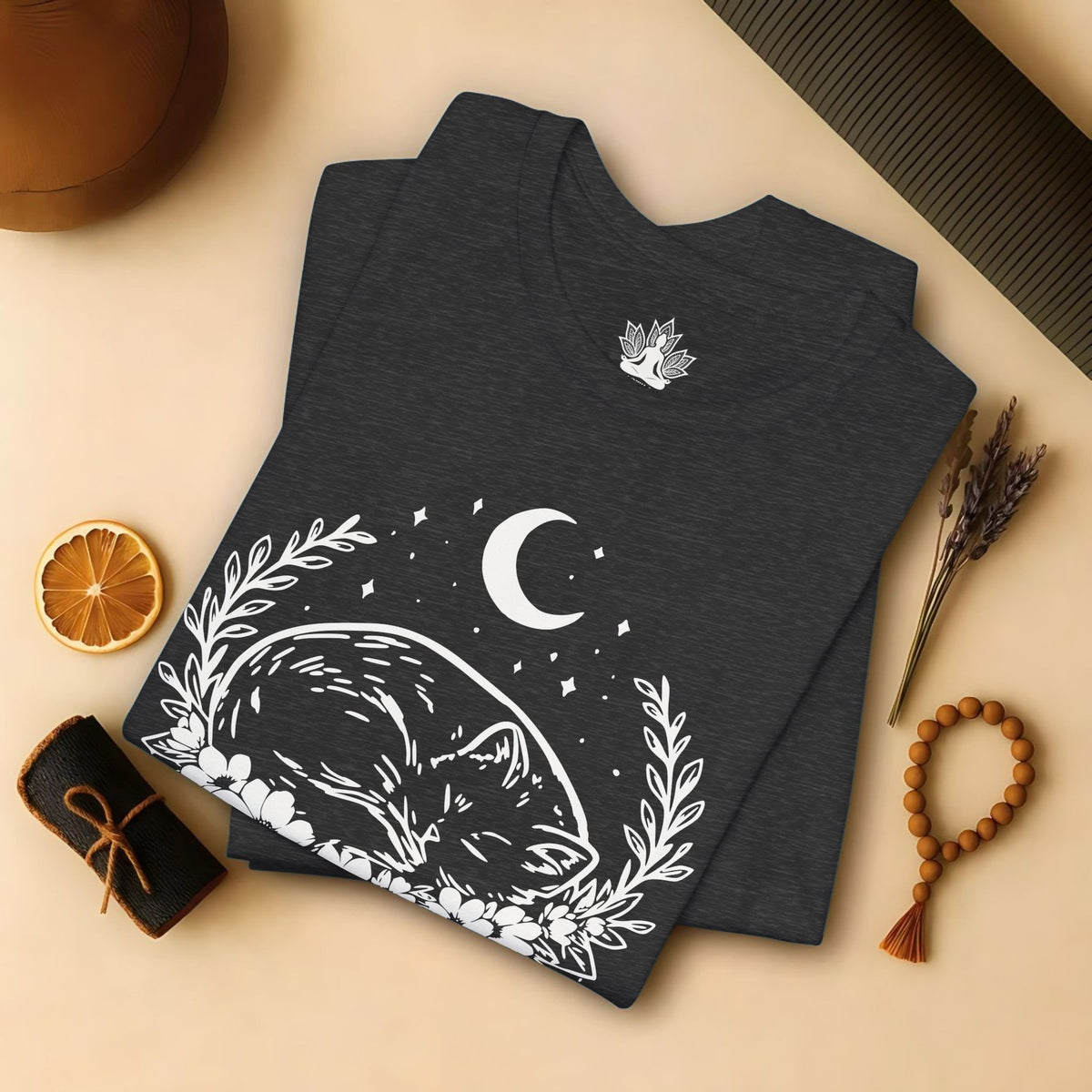 Sleeping Cat Under the Moon Tee