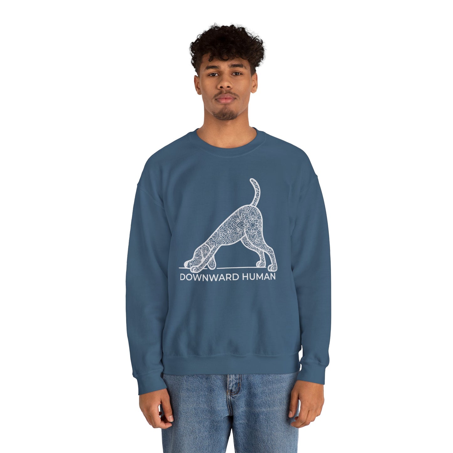 Downward Human Sweatshirt - Mandala Dog