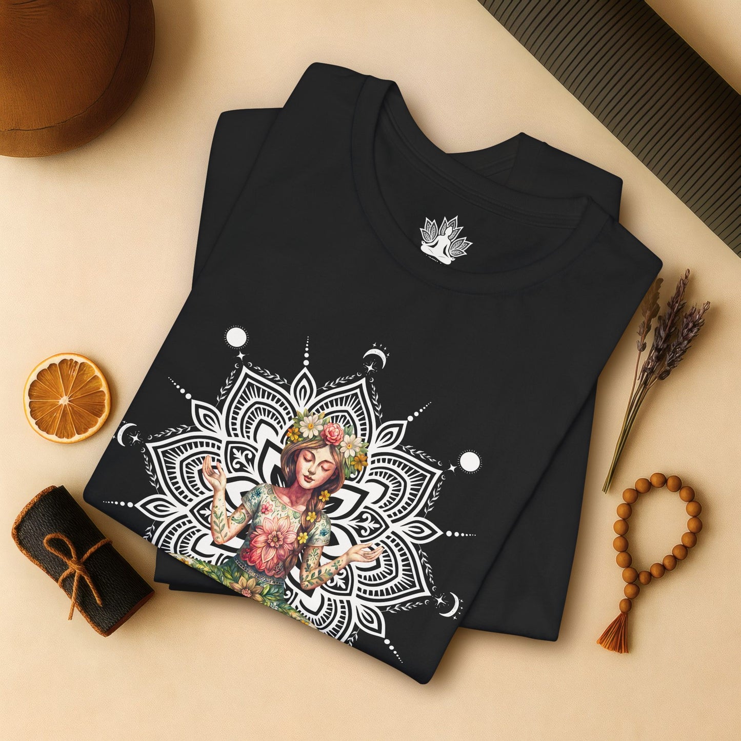 Boho Méditation Fleurie – Posture du Lotus Botanique
