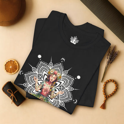 Boho Méditation Fleurie – Posture du Lotus Botanique