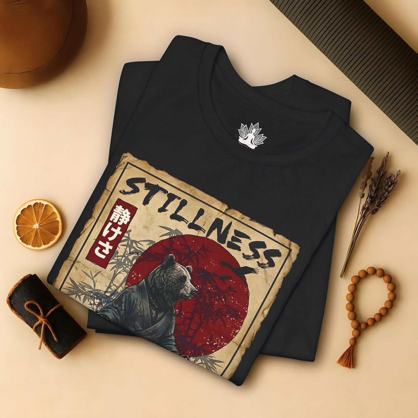 Zen Bear Stillness – Japanese Meditation Art Tee