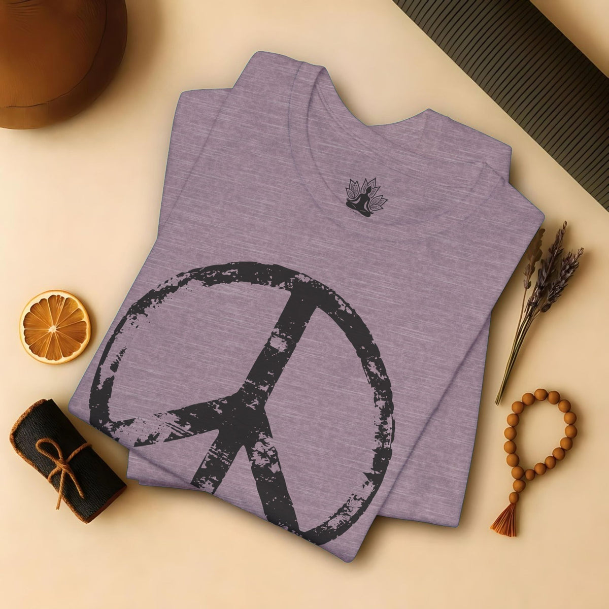 Vintage Peace Symbol Black Print Tee