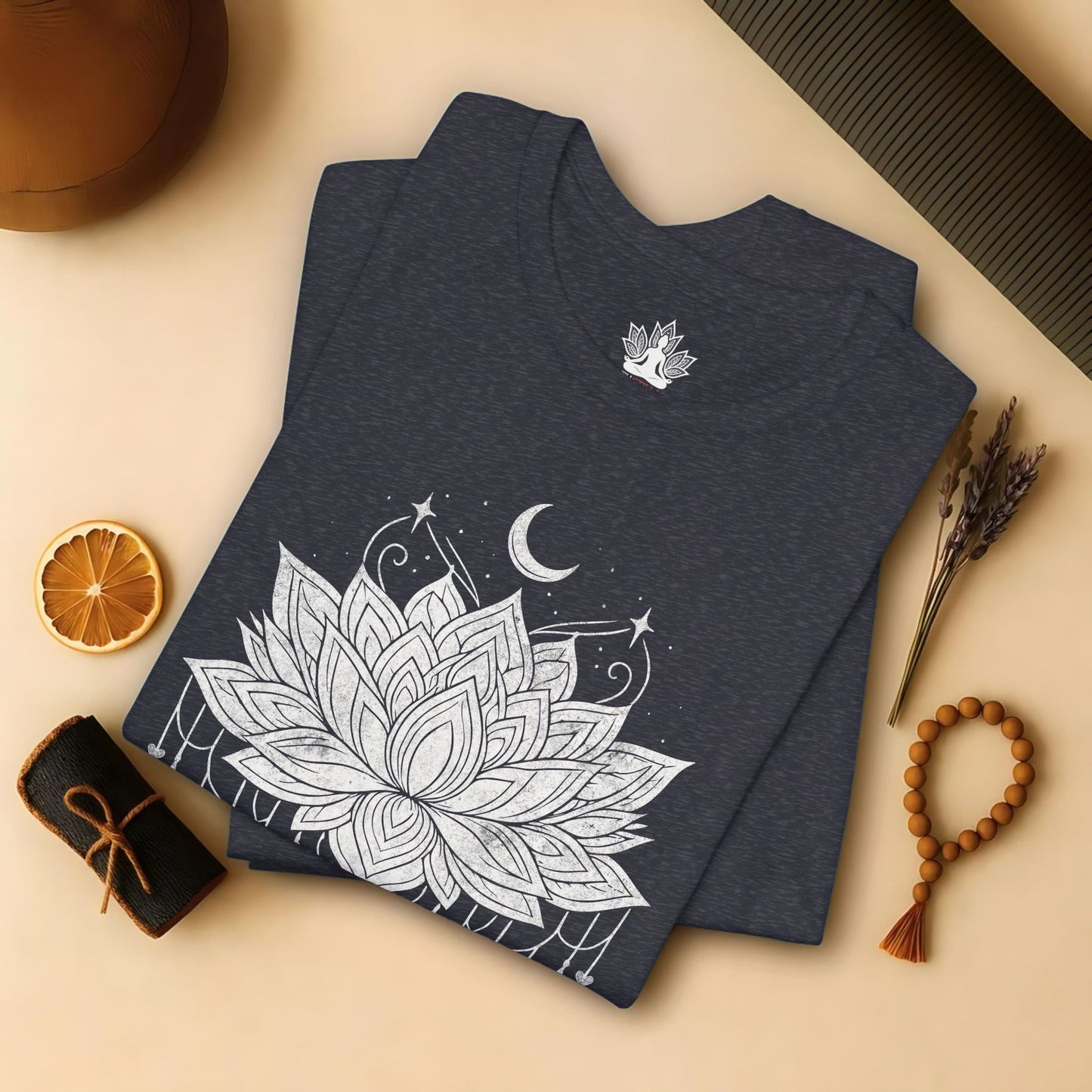 Vintage Moon Lotus Heart - Mandala Yoga Tee