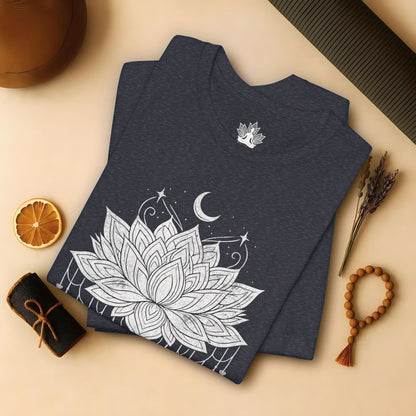 Vintage Moon Lotus Heart - Mandala Yoga Tee