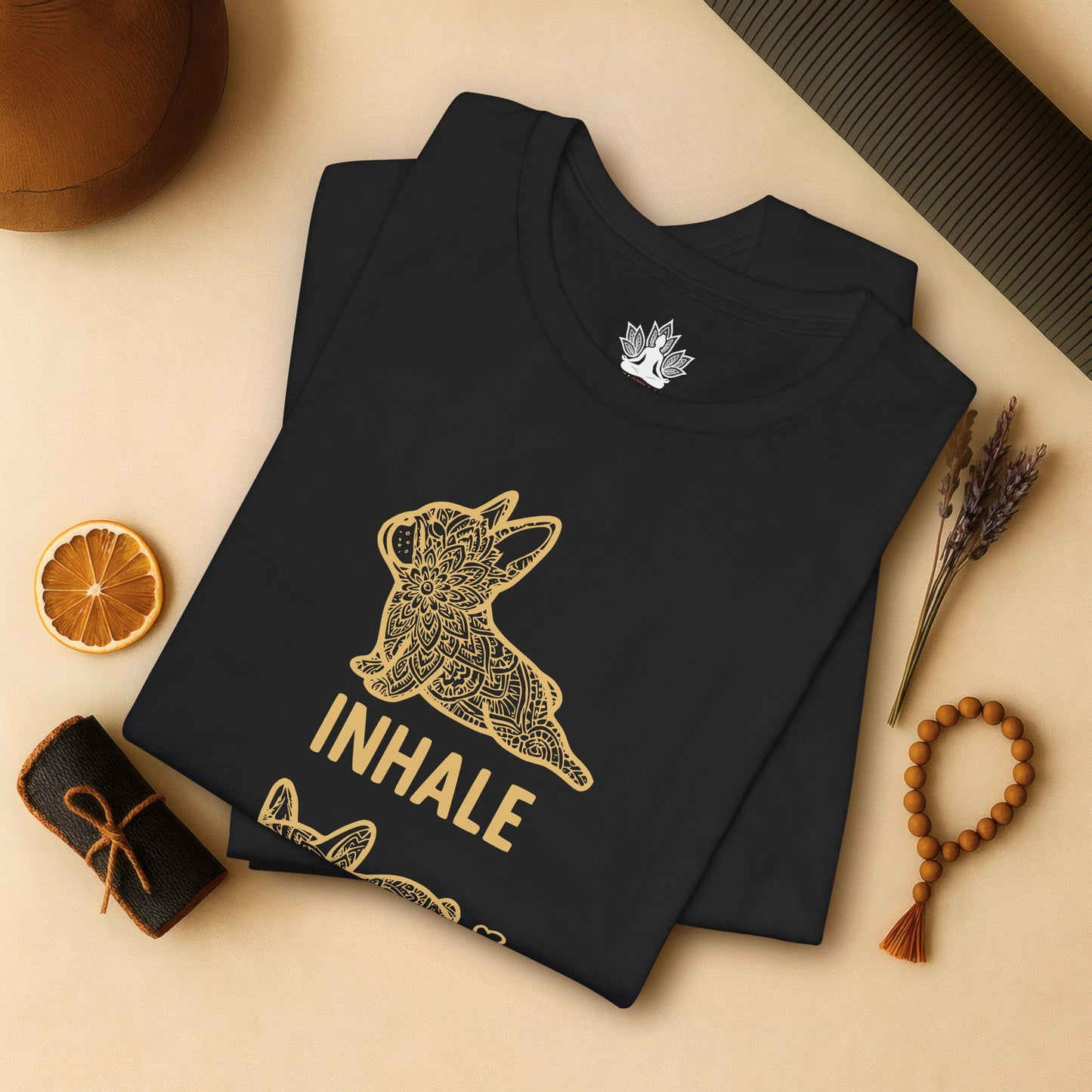 Frenchie Inhale Exhale – Funny Mandala Dog Tee