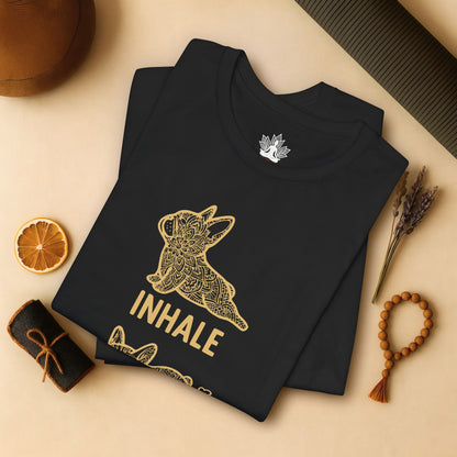 Frenchie Inhale Exhale – Funny Mandala Dog Tee