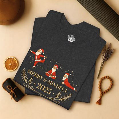 Merry Mindful Santa - Yoga Christmas Tee