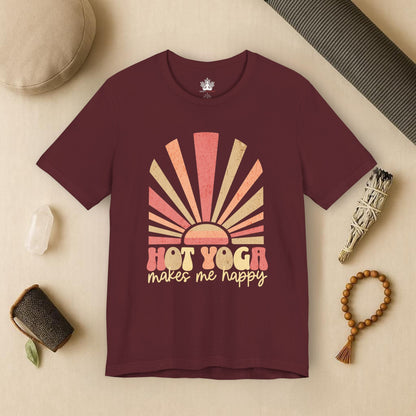 Hot Yoga Sunrise – Retro Sunset Happiness Tee