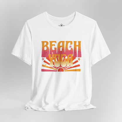 Beach Sunrise – Retro Yoga Summer Tee