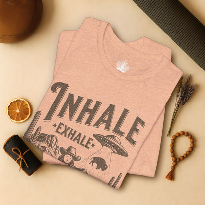 Cowgirl Inhale Exhale – Western UFO Mindfulness Tee