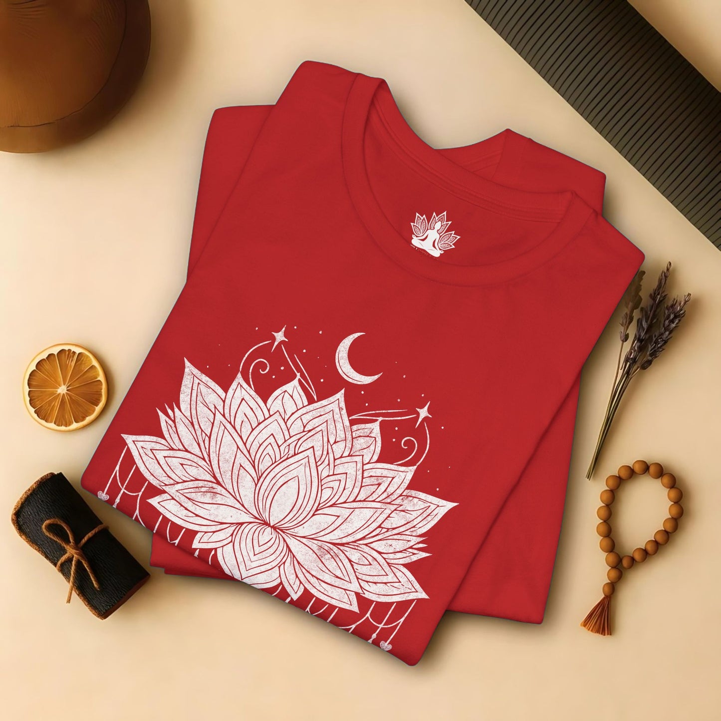 Vintage Moon Lotus Heart - Mandala Yoga Tee