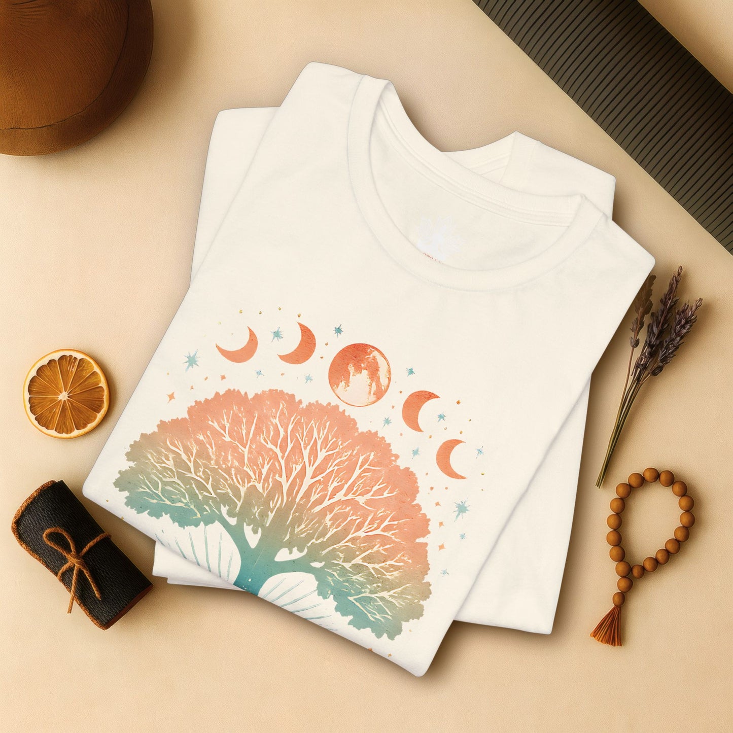 Mystic Roots Rising - Pastel Lunar Mandala Tee
