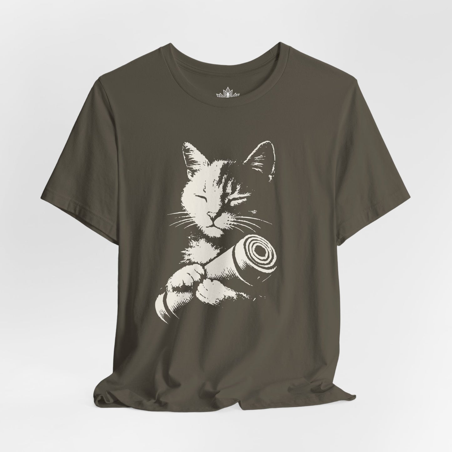 Zen Cat Shadow Art – Monochrome Yoga Graphic Tee