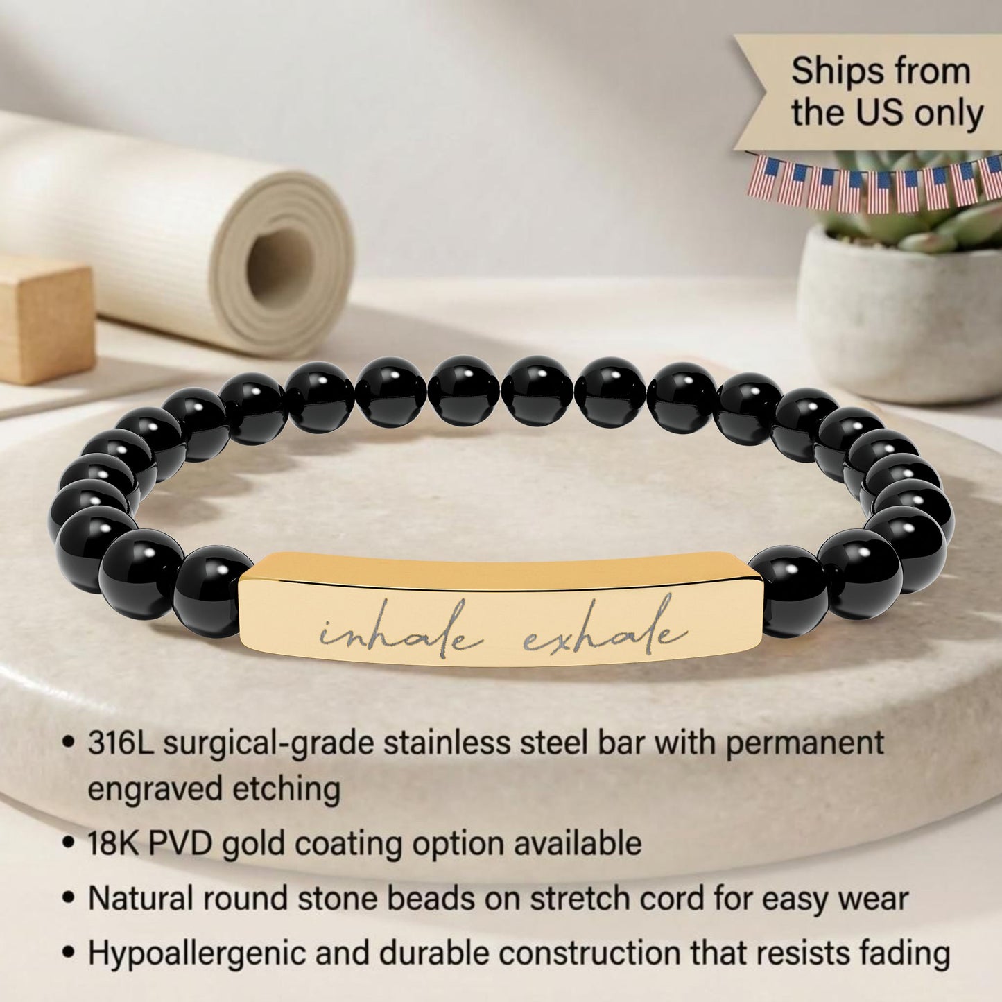 Inhale Exhale - Natural Stone Bead Energy Bracelet