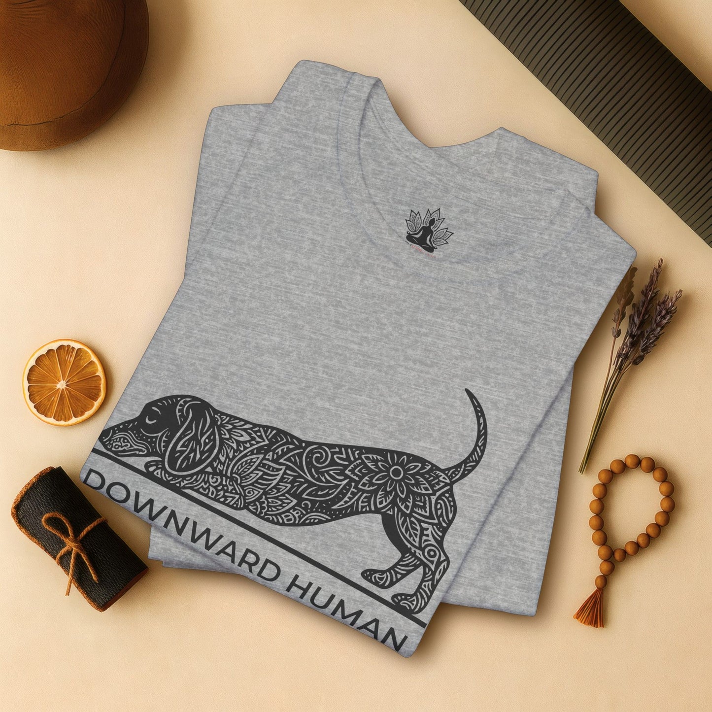 Downward Human Dachshund – Mandala Sausage Dog Tee
