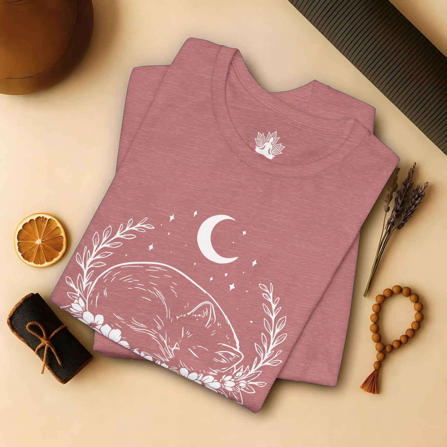 Chat endormi sous la lune
