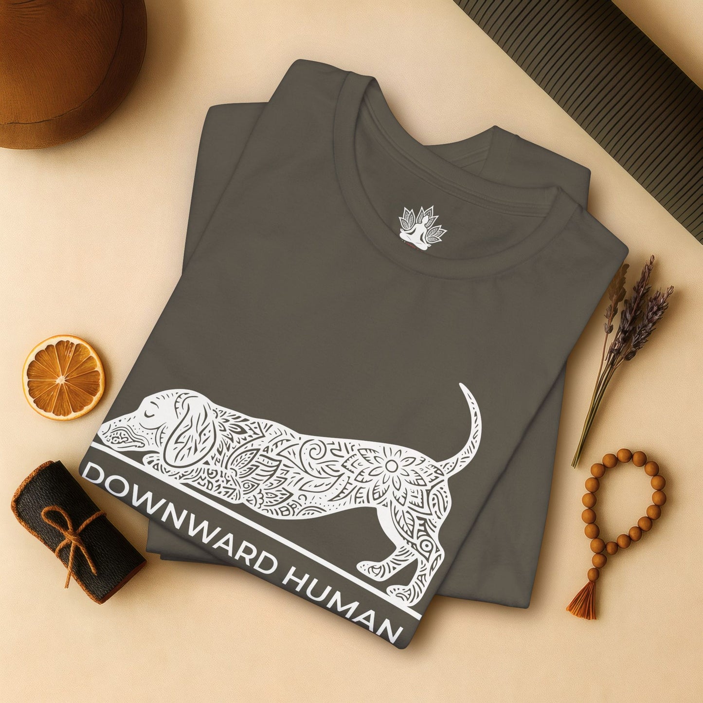 Downward Human Dachshund – Mandala Sausage Dog Tee