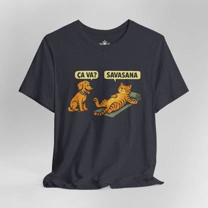 Ça Va French Savasana – Funny Cat Yoga Tee