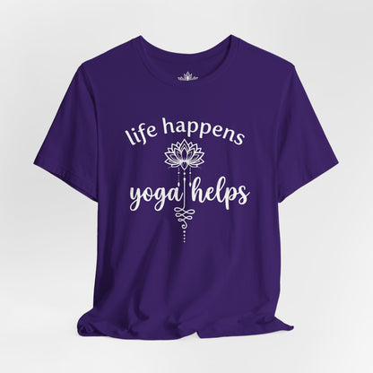 Life Happens Yoga Helps Lotus Tee