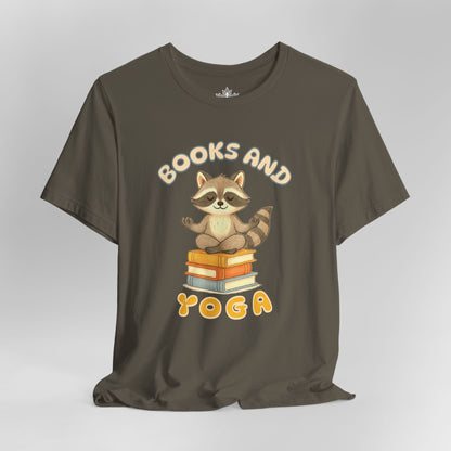Books and Yoga – Cozy Raccoon Tee