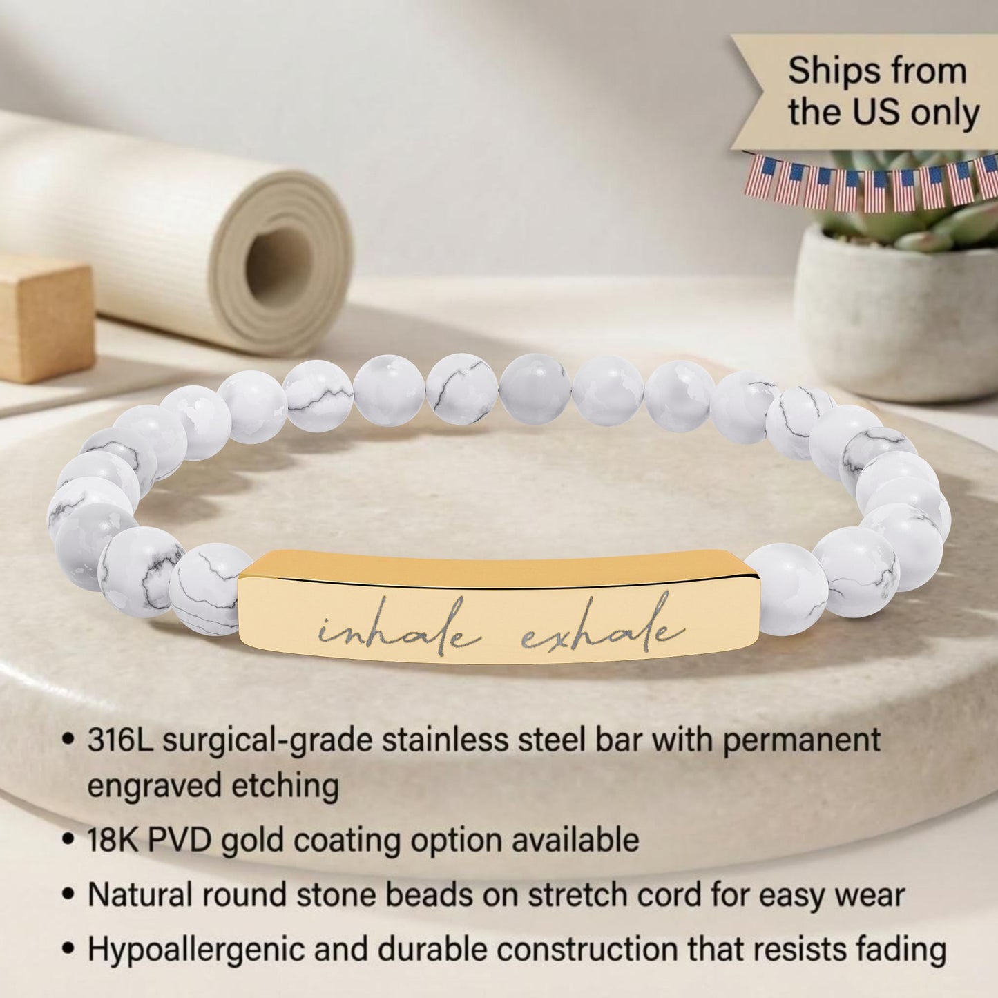 Inhale Exhale - Natural Stone Bead Energy Bracelet