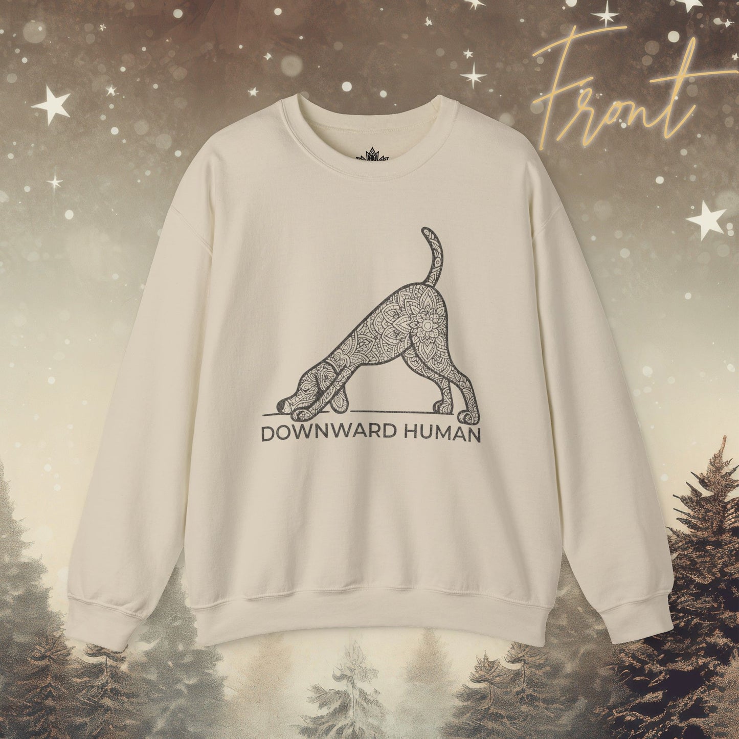 Downward Human Sweatshirt - Mandala Dog